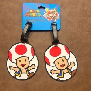 NINTENDO SUPER MARIO TWO (2) TOAD LUGGAGE TAGS NWT